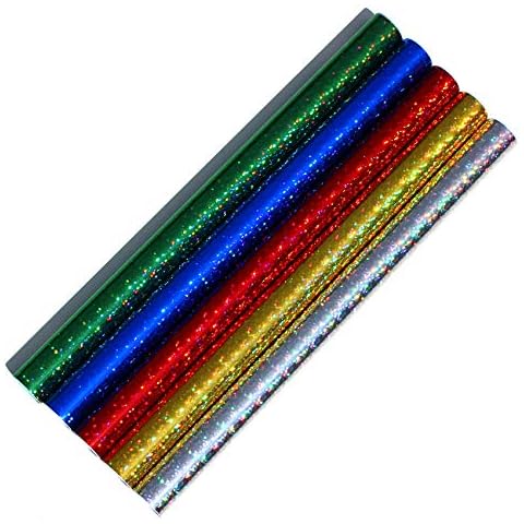 5er Set Klebefolie Hologramm Selbstklebende Glitzer Dekofolie Farbig Bastefolie Glitter Vinyl Aufkleber DIY 100cm x 33cm Cover