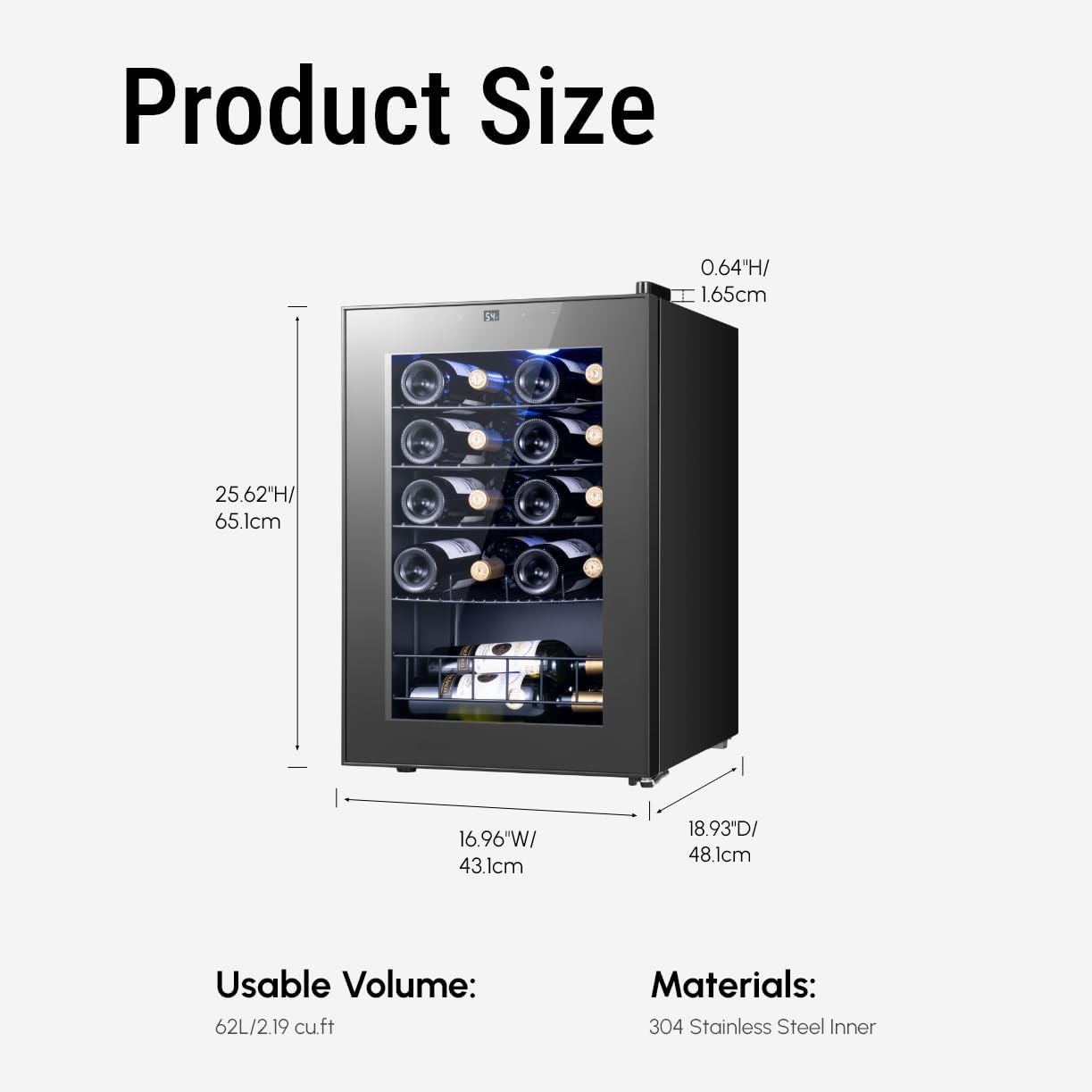 Yeego 20 Bottle Wine Fridge, Compressor Wine Cooler Refrigerator, 38-65℉ Freestanding Wine Cellar with Digital Temperature Control & Double-layer Glass Door & Soft LED for Home, Office, Bar