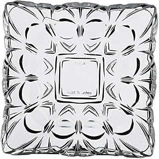 Set of 6 Glass Antique Style Side Plates 16cm Square Glass Plates Made in Japan