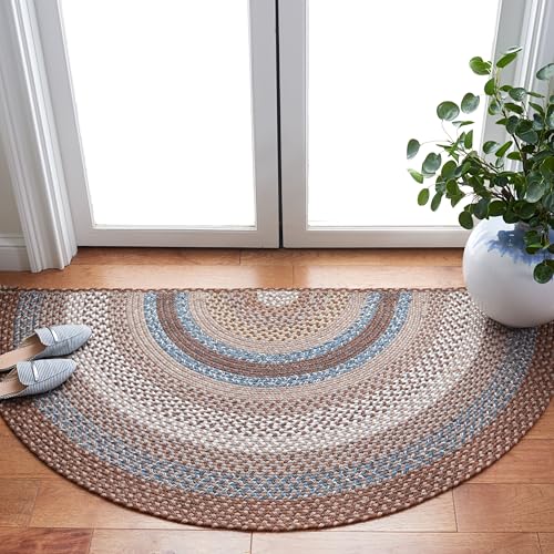 SAFAVIEH Braided IndoorOutdoor Oval Rug 3x5 Brown & Multi BRD313A | 14 Pile Machine Washable Easy Care Polypropylene Fibers Handwoven Oval Rug Patio Entryway product thumbnail 10