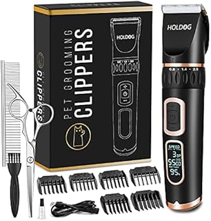Dog Clippers Professional Heavy Duty Dog Grooming Clipper 3-Speed Low Noise High Power Rechargeable Cordless Pet Grooming Tools for Small & Large Dogs Cats Pets with Thick & Heavy Coats