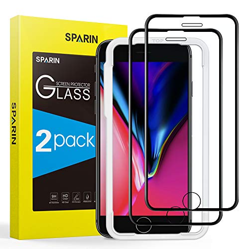 SPARIN [Lot de 2 3D Compatible avec Verre Trempé iPhone 8/7/6/6S, Protection écran Film Protection iPhone 8/7/6/6S[Outil D'alignement Facile] [Couverture Complète] [Haut Definition][sans Bulles]