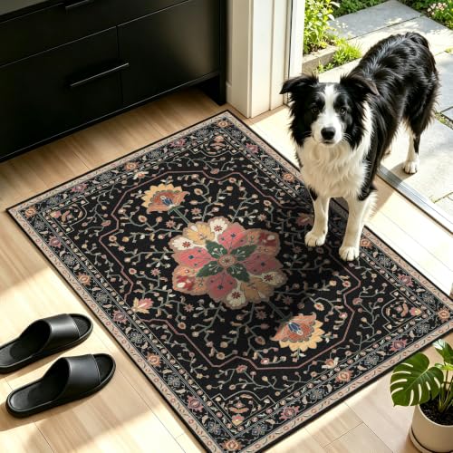 YARNSCAPE 2' x 3' Machine Washable Area Rug, Non-Slip Low-Pile Carpet