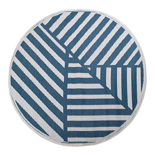 DII Outdoor Rugs Collection Reversible Woven, 5  Round, Blue Geometric