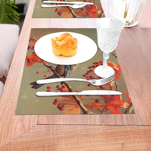 Set de table antidérapant PVC anti-tache oiseaux d'automne protège table