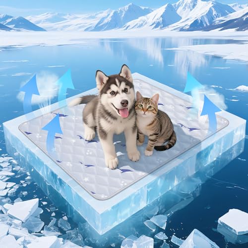 Velvopet Dog Cooling Mat, Cooling Mat for Dogs, Breathable Dog Bed with Non-Slip Design, Portable & Washable Pet Pad for Indoor, Outdoor, Crate, Summer Cat Bed, Cool Pet Pad, Gel-Free, 21'x27'