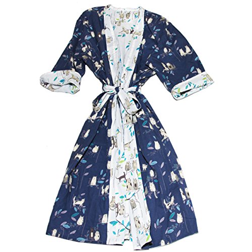 Art Studio Company Reversible Cat Print Cotton Robe Long