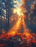 Sunset Diamond Art Kits for Adults, 5D DIY Tree Diamond Painting for Beginners, Full Drill Round Gem Crystal Art and Crafts, DIY Kits for Adults, Hobbies for Women, Home Wall Decor, 36x48in, X-5600