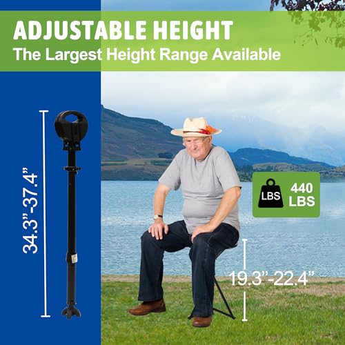 Image of Walking Cane with Seat, Cane Chair with Cushion Folding Lightweight Portable Seat for Adults Seniors Camping Hiking Travelling