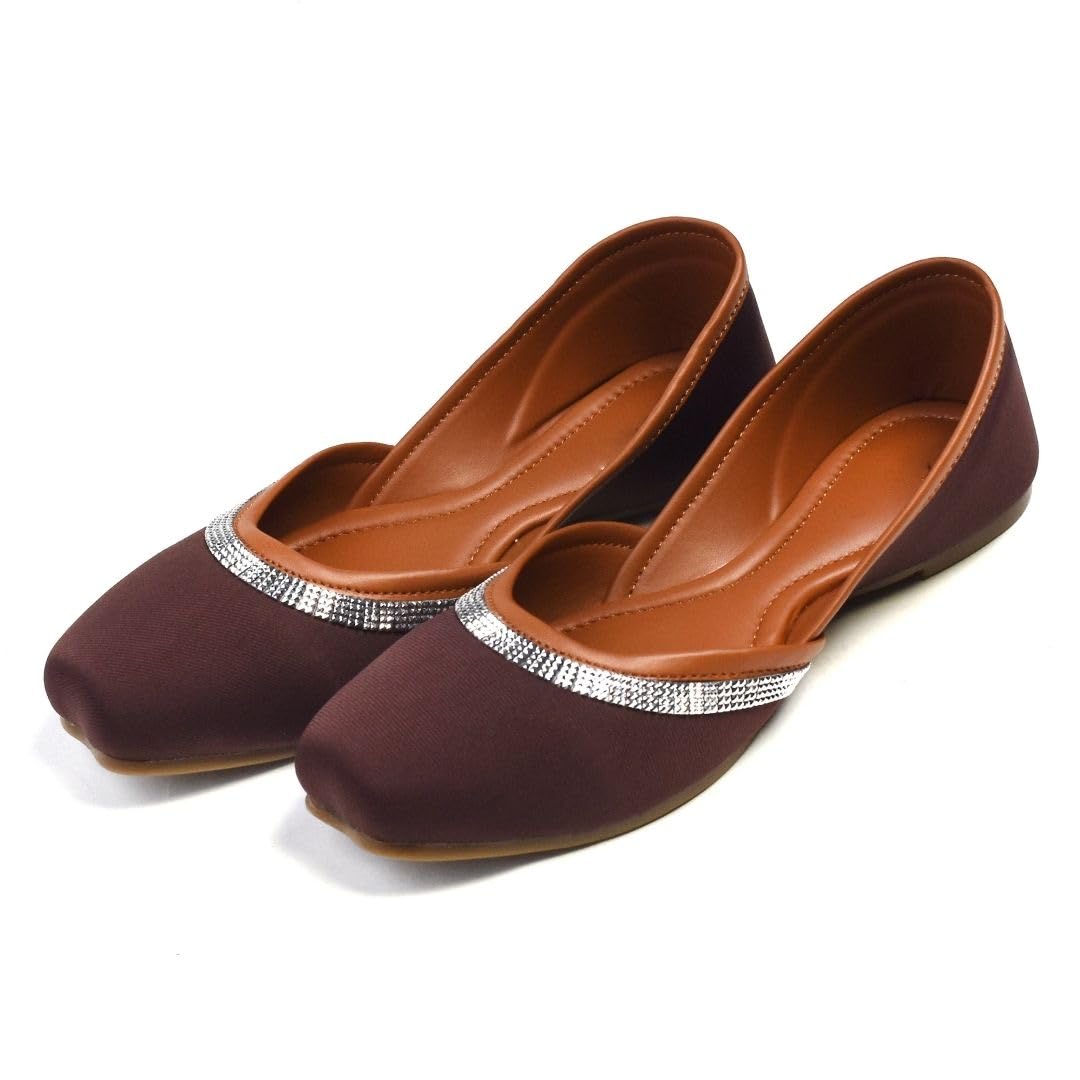 Women's Brown Solid Jutti Mojari - Stylish Ethnic Footwear with Cushion Padded Insole | Vegan Ladies Juti for Weddings, Parties-image-10