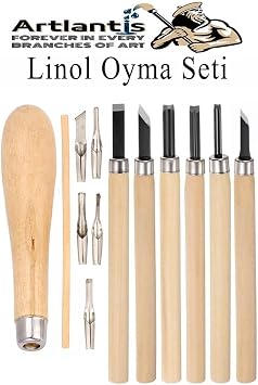 Linol Oyma Seti 13 Parça 1 Paket Linol Oyma Kesme Bıçak Seti Bıçaklı Linolyum Baskı Ahşap Saplı