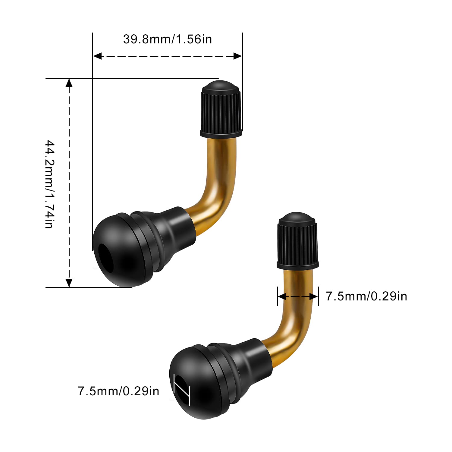 6 Pezzi PVR70 Valvole Tubeless per Moto, 90 Gradi Valvola Pneumatici Tubeless, Valvola Angolare, Tubeless Pneumatico Valvola, per Moto, Veicoli Elettrici, Scooter