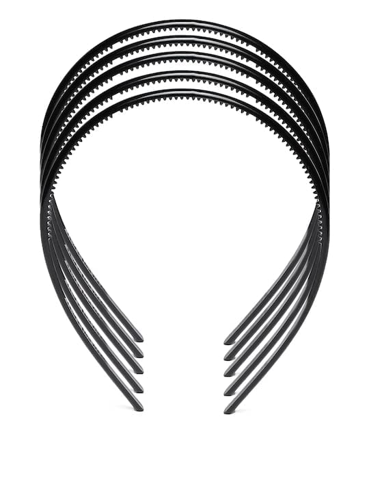 Image of Truvic Black Hair Bands Pack of 5, Unisex Plastic Hairband with Teeth Comb, Non Slip Headband for Men Women Hair Styling Hair Accessories