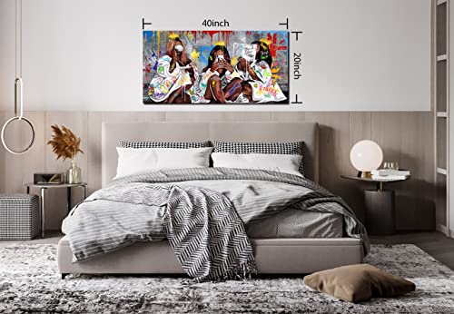 Jkwall77 Fashion Black Girl Wall-Art - Graffiti Canvas Wall Art Living Room - Bedroom Decor For Teen Girls Ready To Hang Size 40" X 20" #TOP6