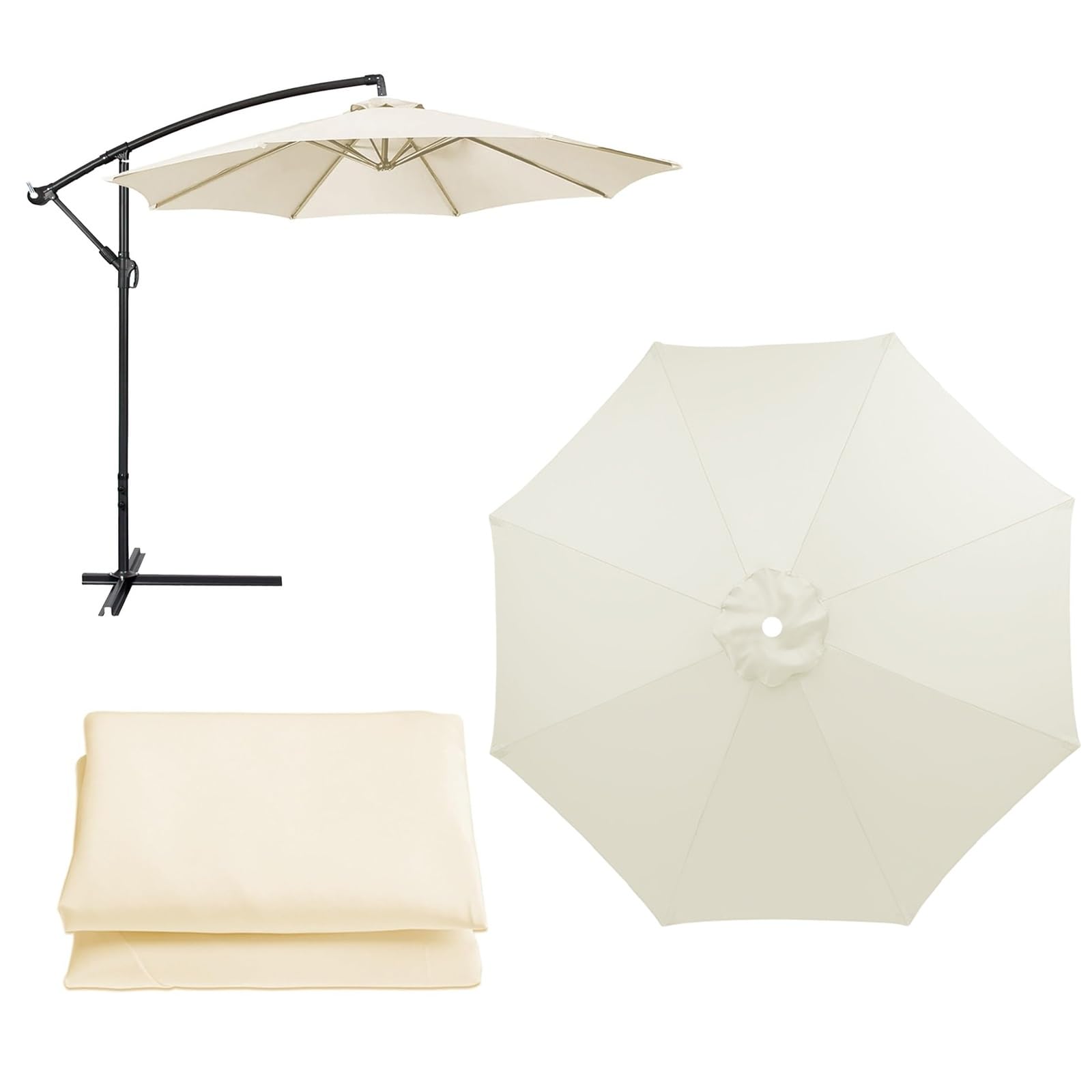 Impermeabile Replacement Parasol Canopy UV30+, Copertura Di Ricambio Per Ombrellone, Durevole Telo Ombrellone Telo Di Ricambio For Giardino, Terrazza, Patio, Piscina, Spiaggia(White,3M/8Ribs)