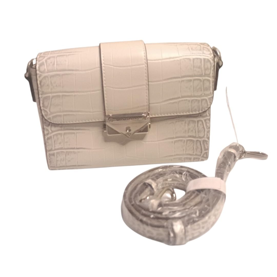 White Croc-Embossed Crossbody Bag with Adjustable Strap-picture-21