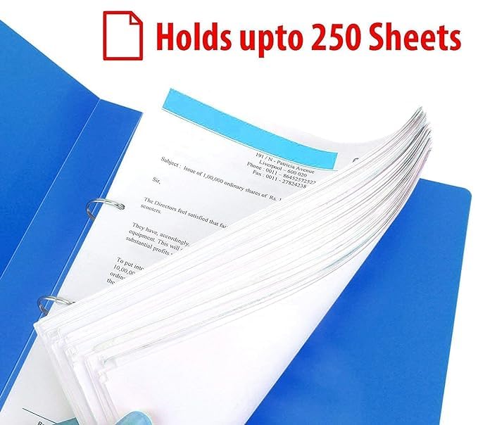 Image of 2D Ring Binder File,Plastic File Folder Legal Size Tough & Durable (F /S-Legal 2D Ring Binder Blue - 1)