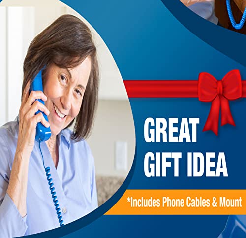 Landline Telephones For Home Trimline Styled Wall House Phone – Analog Phone For Desk - Land Line For Seniors – Smile And Dial W/Lighted Big Button Dialpad Retro Home Telephones - Classic Blue #TOP3