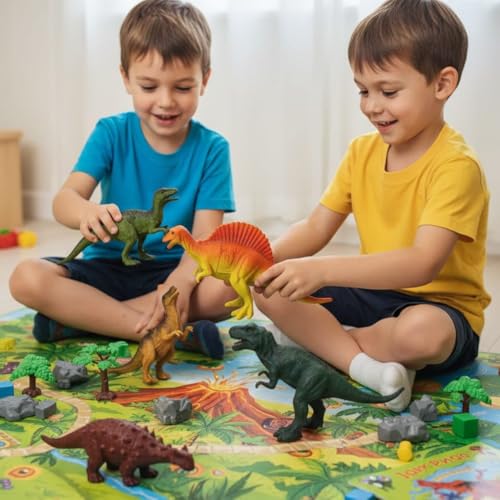 Image of Big Size 6PCS Dinosaur Toys for Kids | Realistic Dino Action Figures Safari Jungle Animal Playset | Large Prehistoric Dinosaur Toy Set | Educational Learning Toys | Boys & Girls Age 3+