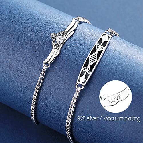Vxddy Couple Bracelets Princess And Knight Promise S925 Sterling Silver Matching Link Adjustable Bracelet Couples Jewelry Engagement Marry Wedding Cute Gifts #TOP5