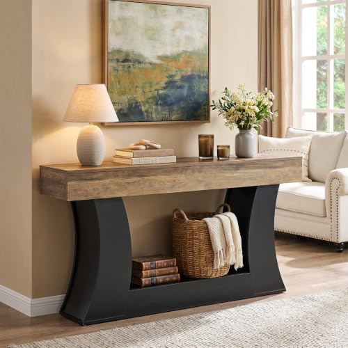 63-Inch Console Table, Behind Couch Sofa Table, Modern Entryway Furniture