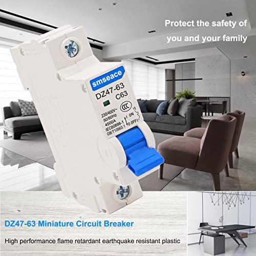 Smseace Miniature Circuit Breaker Low Voltage 16A Ac 230/400V 1 Pole Din Rail Installation Dz47-63 C16 #TOP5