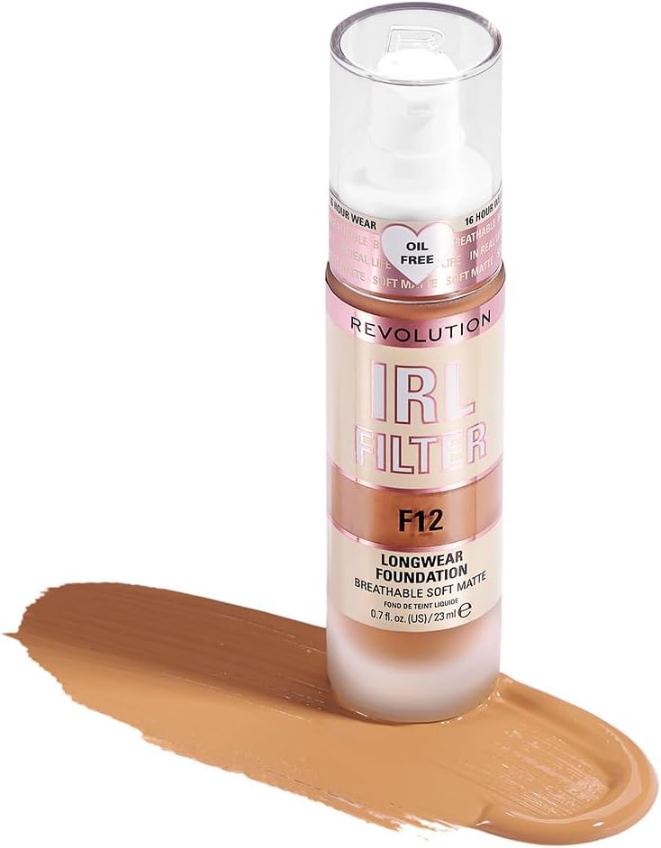 Revolution Beauty London Makeup IRL Filter, Longwear, Foundation, F12, 23ml