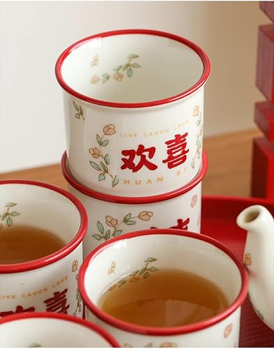 Miniatura 7 de Juego de tazas de té de porcelana china, juego de té de cerámica con bandeja para boda, fiesta, decoración del hogar, ceremonia de inauguración de
