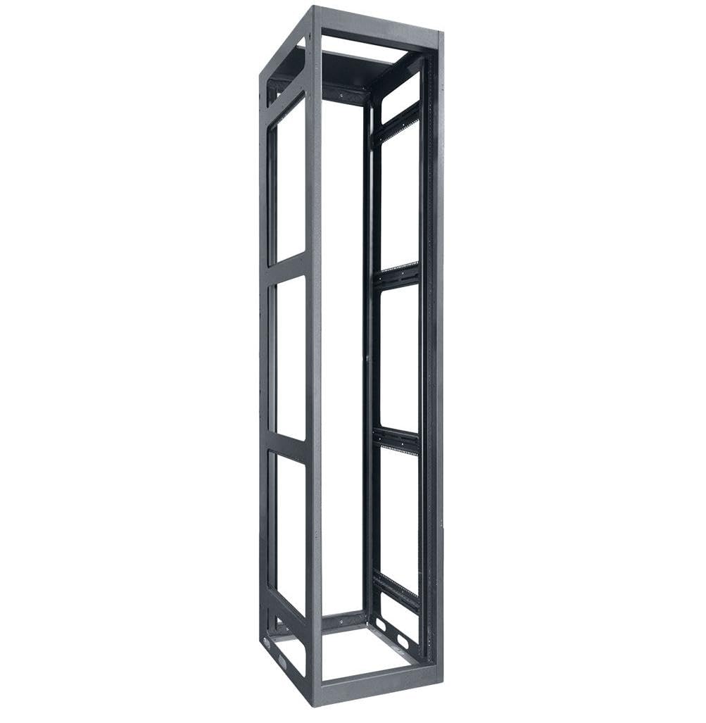 Lowell LGTR-5436-LRD LGTR Series 54U x 36 Inches Deep Gangable Rack Without Rear Door, 22 Inches Wide; Configurable Top Has 10U Opening for 19-Inch Panels; Solid Closure Panels Included