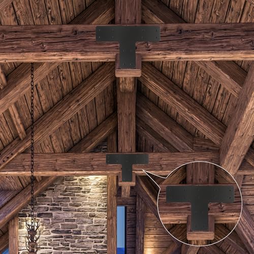 AOKLIT 4 Pcs T Post Timber Brackets,Post to Beam Connector for 6x6 Brackets，Durable Steel Material Bracket, Versatile Connectivity（Black） 12*8 Inch by AOKLIT - Used condition - Image 5