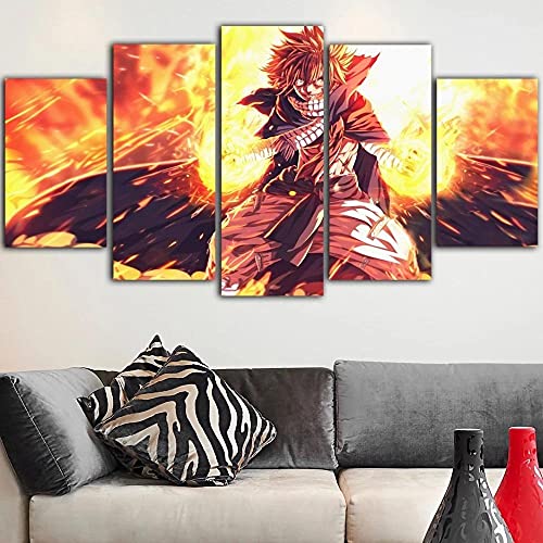 MPPSU Fairy-Tail-Anime-Affiche Tableaux, Posters et Arts Décoratifs Tableau Cuisine Decoration Murale Salon Moderne Impressions Sur Toile Intissee 5 Pièces...