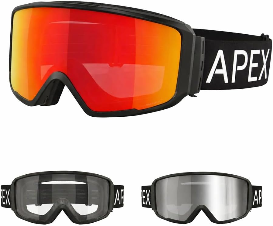 Apex Series™ Mountain Bike Goggles | Quick-Release Magnetic Lens System, Anti-Fog & Impact Resistant with EVA Case & 3 Lenses (Clear, Revo Red, Smoke) - Designed by MTB Riders
