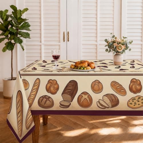 Artisanal Bread Bakery Theme Rustic Table Cloth 55x70 Inch