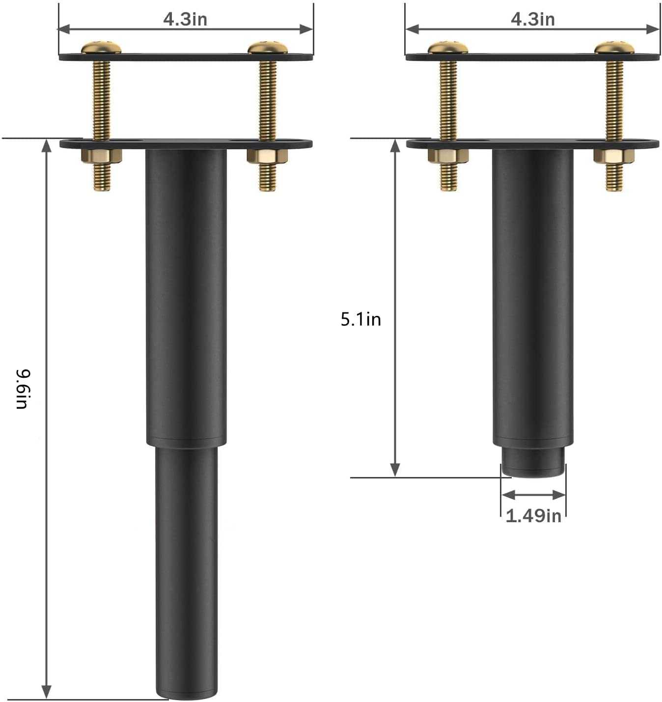MEETOZ 2PCS Adjustable Height Metal Center Support Leg,Sofa Bed Furniture Cabinet Foot Legs,Extra Durable Steel Furniture Foot Suitable for Bed Frame Sofa Furniture Cabine Foot Legs (5.1"-9.6") - Image 2
