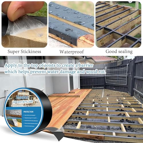 Image of Joist Tape for Decking 2''x50',16 Pack Weather-Resistant Deck Joist Tape,Waterproof Seal Antiseptic Butyl Joists Tape,Self-Adhesive Flashing Joists Tape for Wood Decks Beams Roof