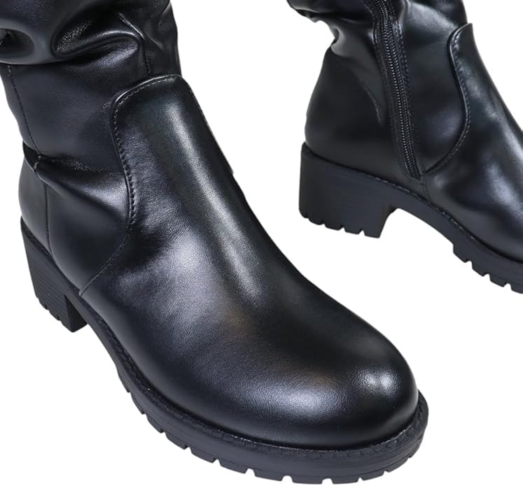 Liliana Women's Norris-1 Round Toe Motersport Over The Knee High Boot4