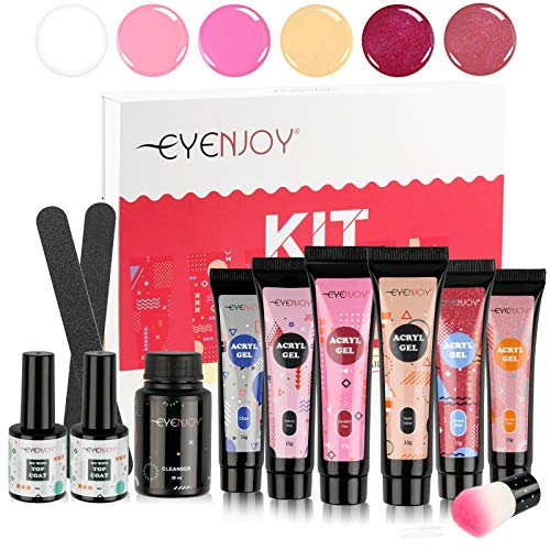 Eyenjoy Poly Gel Nail Kit,Nail Builder Gel Extension Nail Gel Kit,6 Regular Color Nail Extension Slip Solution Professional Kit for DIY Mother Girl Gift