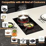 Electric Cooktop 2 Burner, 1800W Radiant Electric Stove Top 120V with Countertop & Built-in Design, 12 inch Touch Control Ceramic Cooktop with Safety Lock, 9 Level Power, Timer - Plug in - Image 4