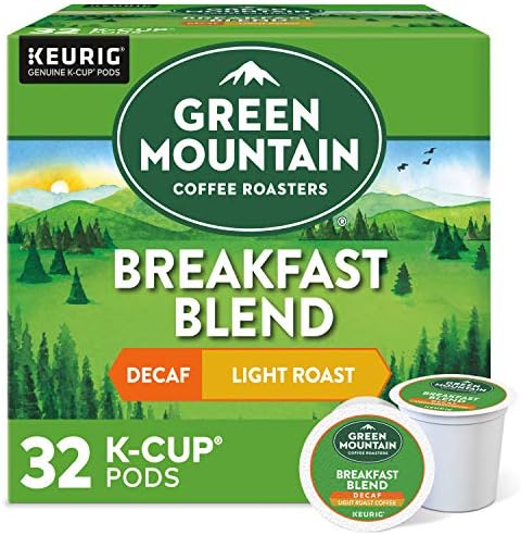 Green Mountain Coffee Roasters Decaf Breakfast Blend , Single-Serve Keurig K-Cup Pods, Light Roast Coffee, 32 Count