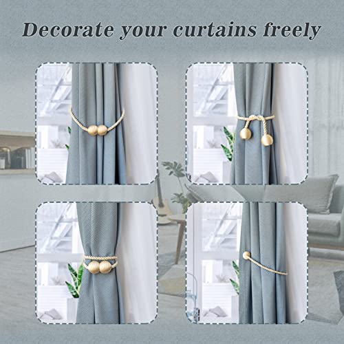 image for Hion Magnetic Curtain Tiebacks Beige 2pcs, Curtain Tiebacks Buckles Ho