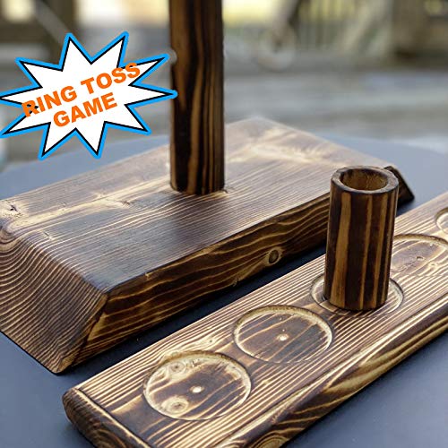 MAITING Ring Toss Games, Craggy Hook Games for Kids Adults- Handmade Wooden Ring Tossing Throwing Games with Shot Ladder Buddle Set for Party Game Parent-Child Interactive Activity
