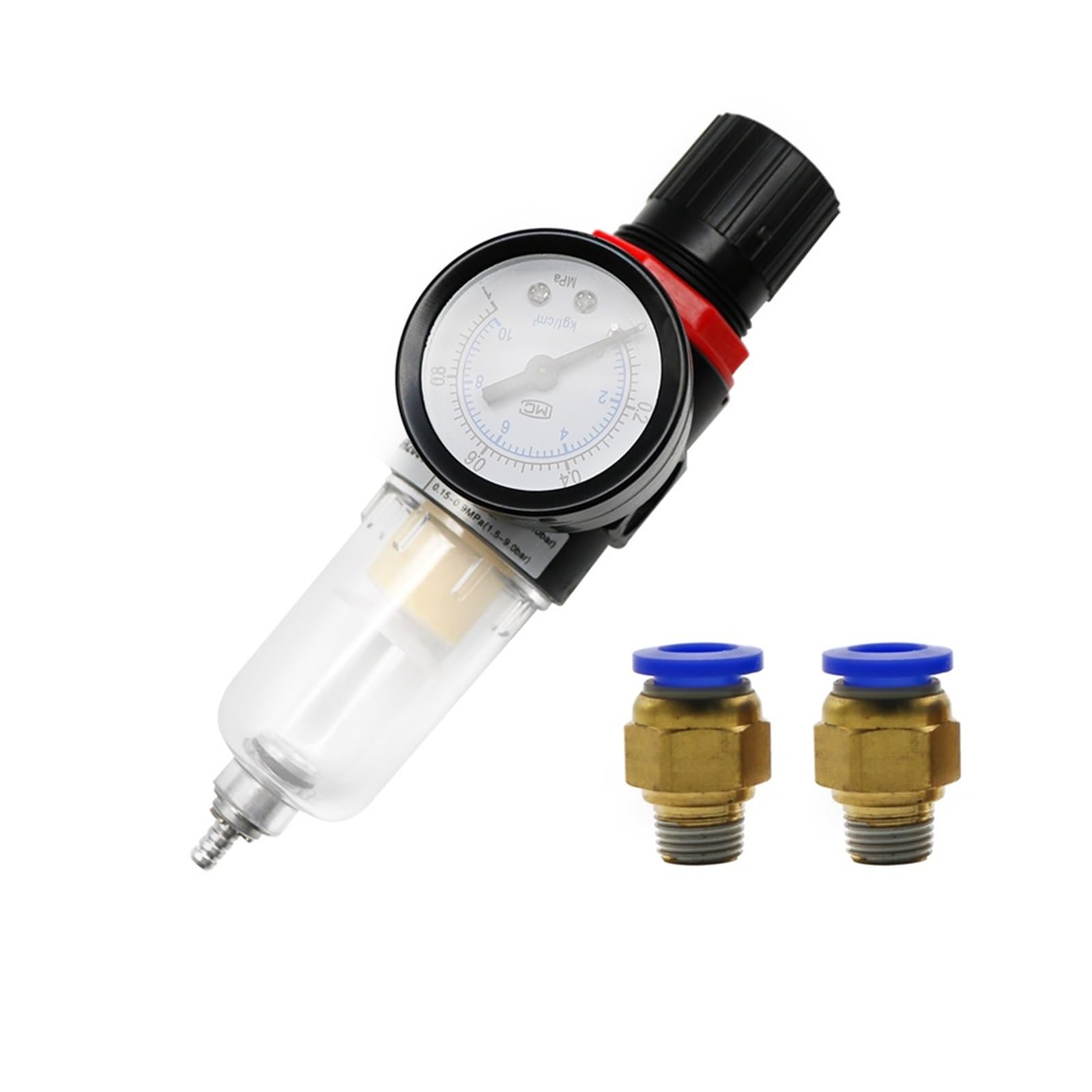 Unidad de tratamiento de aire con filtro neumático de AFR-2000, regulador de presión, válvula reductora de compresor, separación de agua y aceite, calibre AFR2000, 1 ud.(Afr-2000 W Pc12)