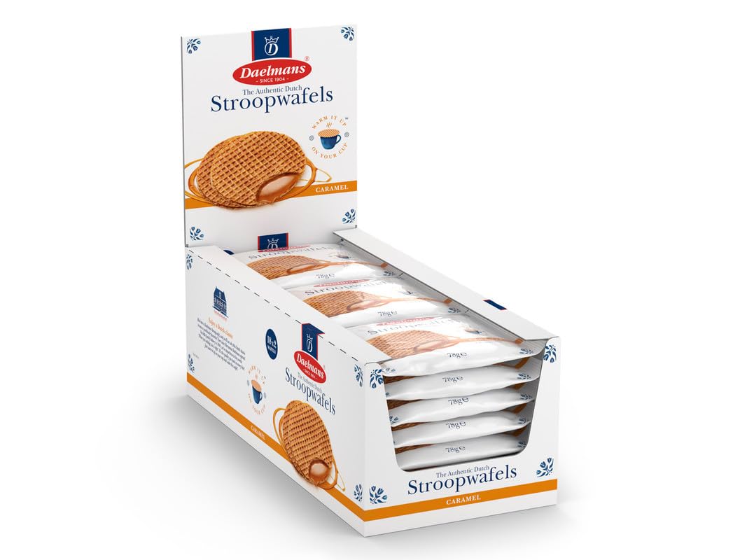 Daelmans Stroopwafels - Waffle al caramello - 78 g x 18 in una scatola - Autentica cialda olandese al caramello - Stroopwaffels