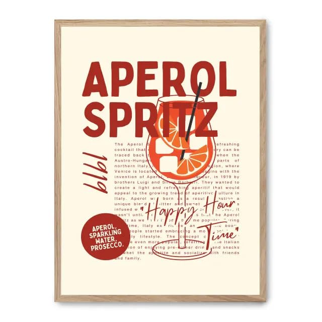 Cuadro Aperol Spritz affiche deco salon et poster cocktail moderne