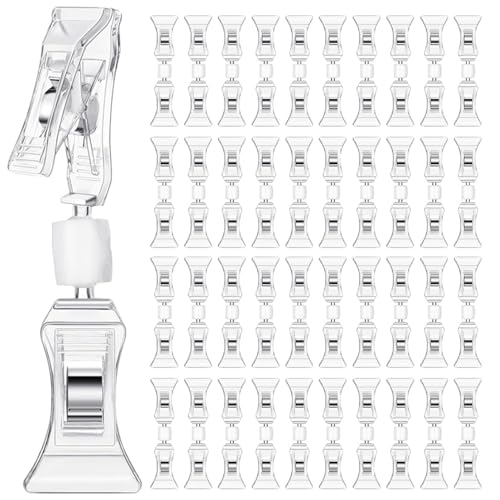 SOlispec 100個両面サインクリップ サインディスプレイミニクリップ 透明な回転可能な商品クリップ オンサインホルダープラスチックタグクリップ