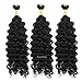 Ssawhair Spanish Curly Feather Crochet Boho Hair For Braiding Pre-Separated Water Wave Human Hair Long Cord Pre-Looped Reusable Feather Crochet Hair Extensions 14Inch 100g 120Strands