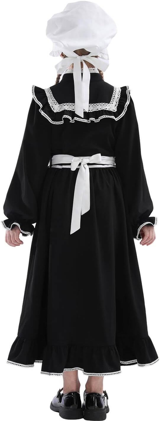 Nuoqi Pioneer Dresses for Girls 1800s Victorian Dress Colonial Costume Prairie Dress