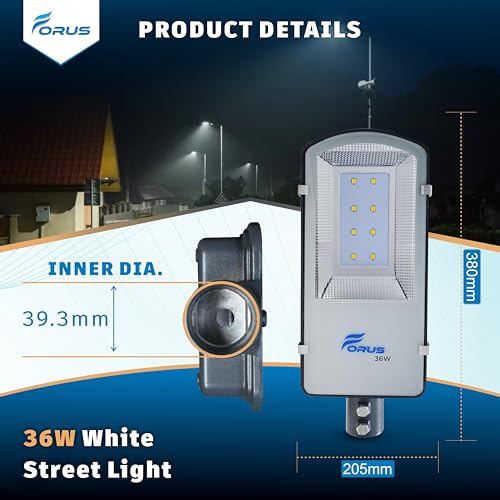 Image of Forus LED Street Light 36W - Waterproof Outdoor Street Lamp, 5-Years Warranty, Energy-Efficient White LED Street Light for Home, Road, Garden, Pathways & Parking -1 Pc