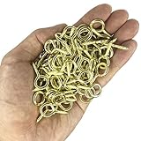 HEVERP 120 Pcs 1 Inch Small Screw Eyes Galvanized Metal Eye Hooks/Self-Tapping Screws Hooks Ring/Screw Hooks (Gold)