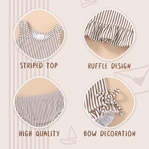 Image of HAPPYMA Baby Swimsuit Toddler Girl Bathing Suit Summer Stripe Bikini Set Beach Two Piece Swim Wear